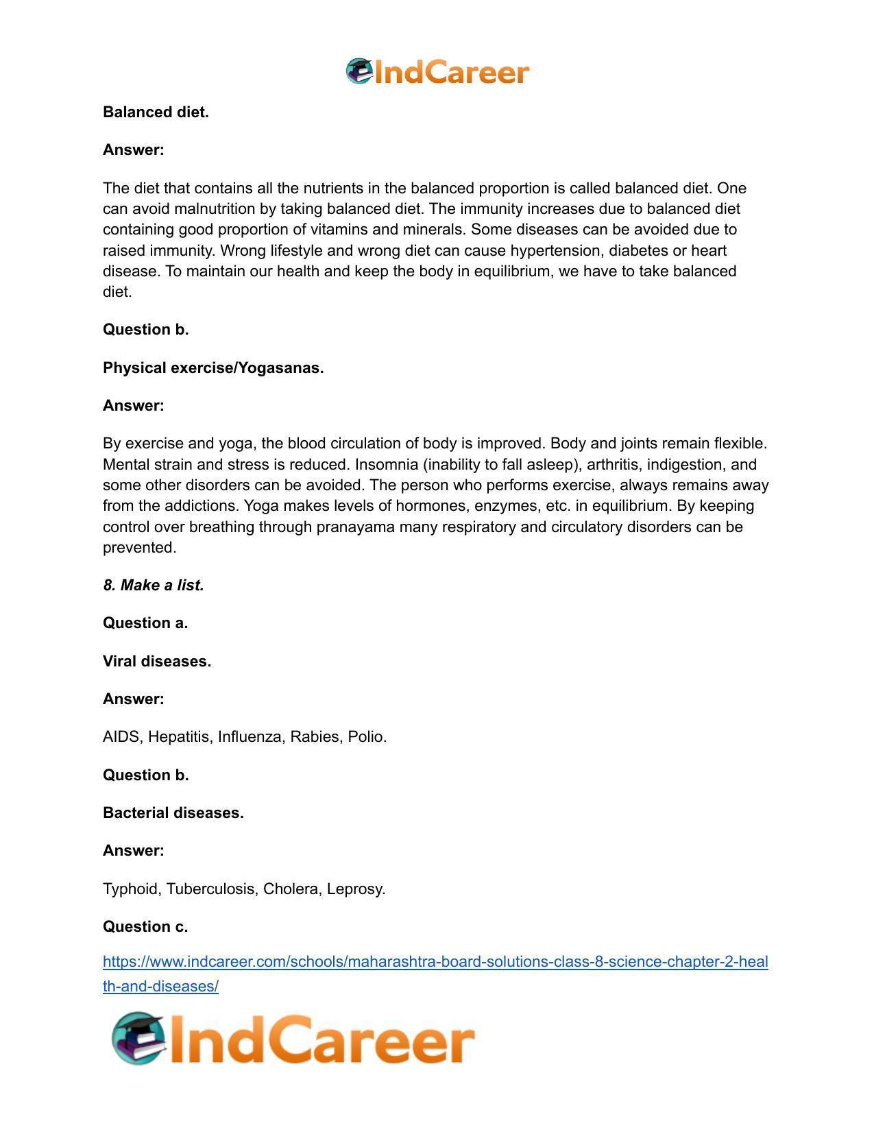 Maharashtra Board Solutions Class 8-Science: Chapter 2- Health and Diseases - Page 8