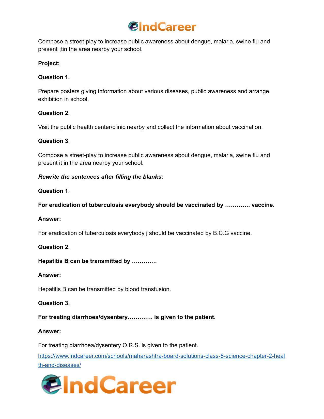 Maharashtra Board Solutions Class 8-Science: Chapter 2- Health and Diseases - Page 10