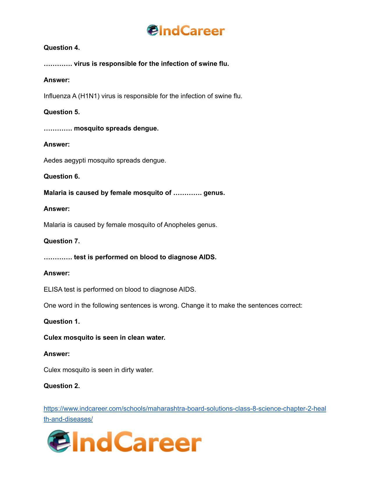 Maharashtra Board Solutions Class 8-Science: Chapter 2- Health and Diseases - Page 11