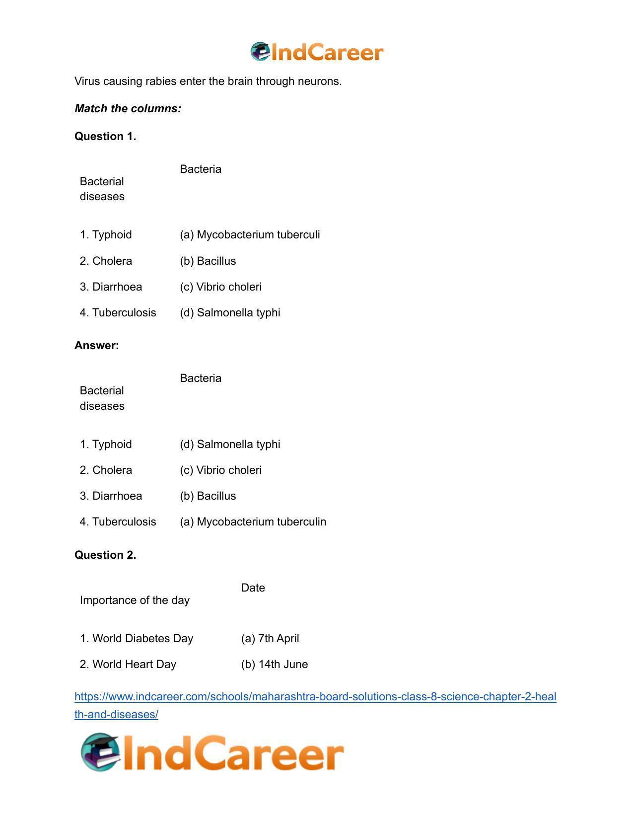Maharashtra Board Solutions Class 8-Science: Chapter 2- Health and Diseases - Page 13