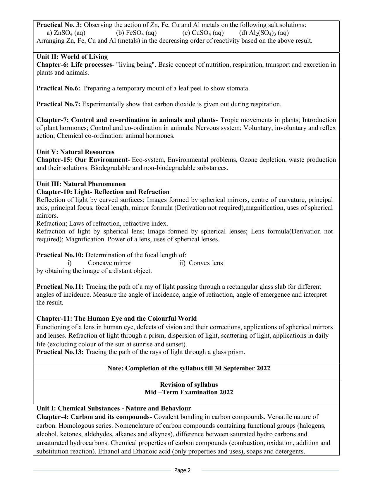Edudel Class 10 Science (English Medium) Syllabus - Page 2