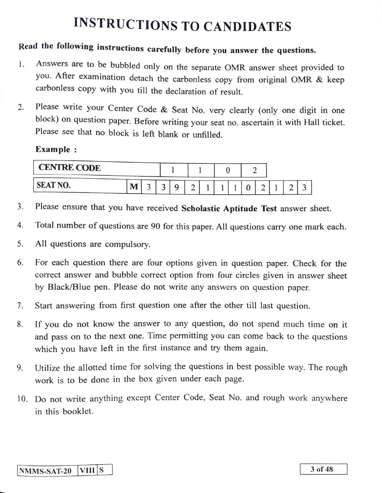 SAT SINDHI 2020-21 Class 8 Maharashtra NMMS Question Papers - Page 3