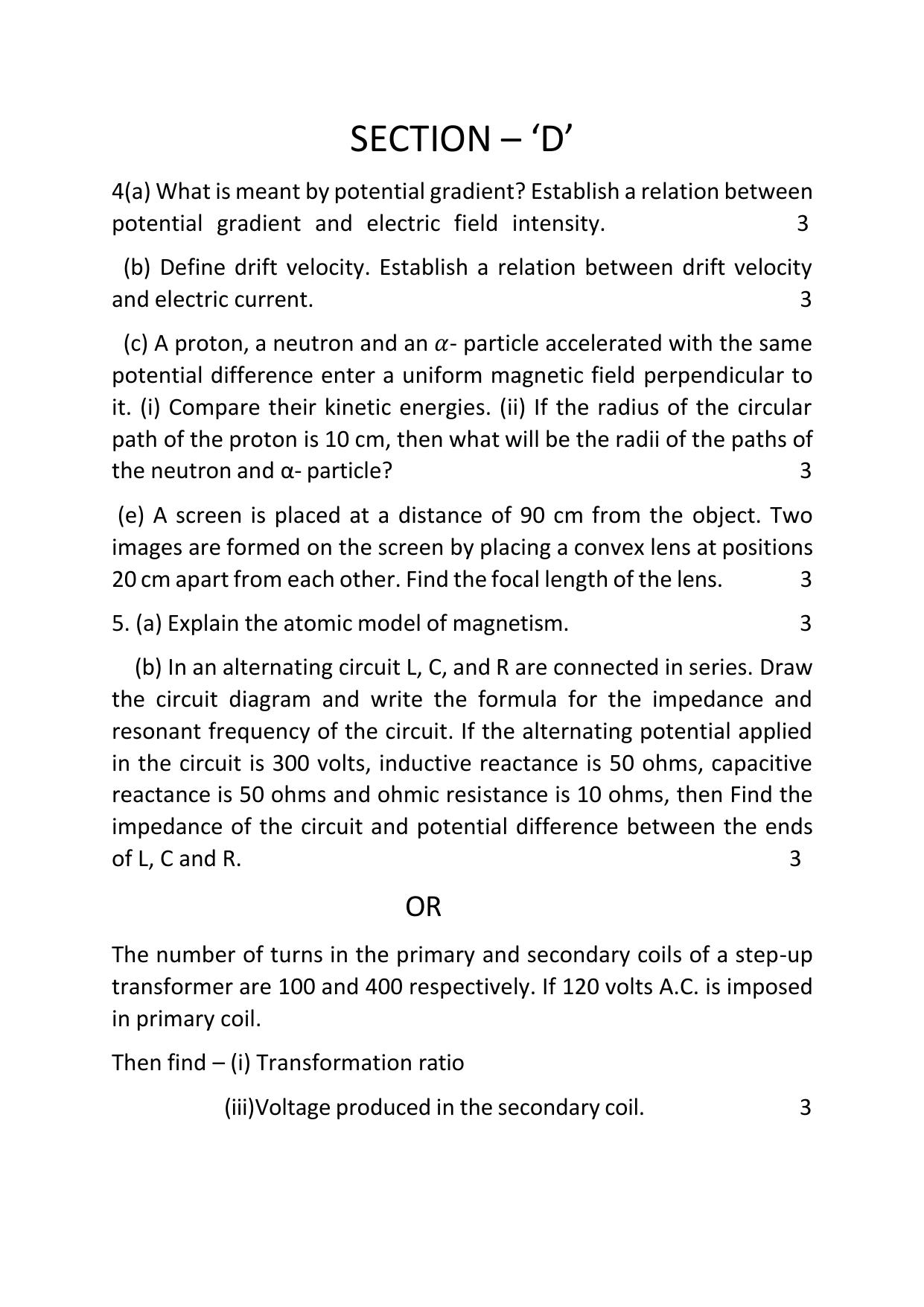 UP Board Class 12 Physics Model Papers 2024 - Page 4