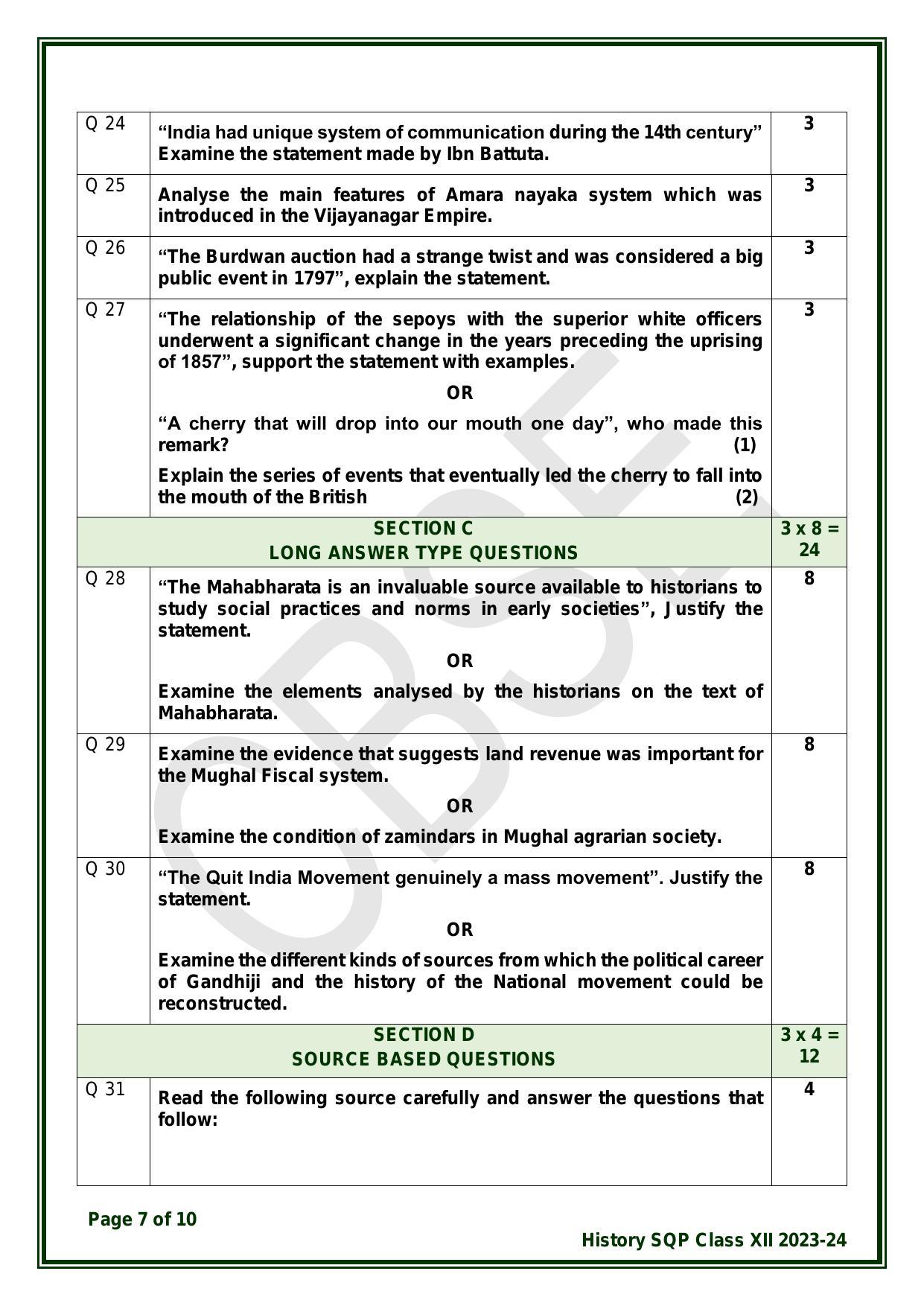 CBSE Class 12 History Sample Paper 2024 - Page 7