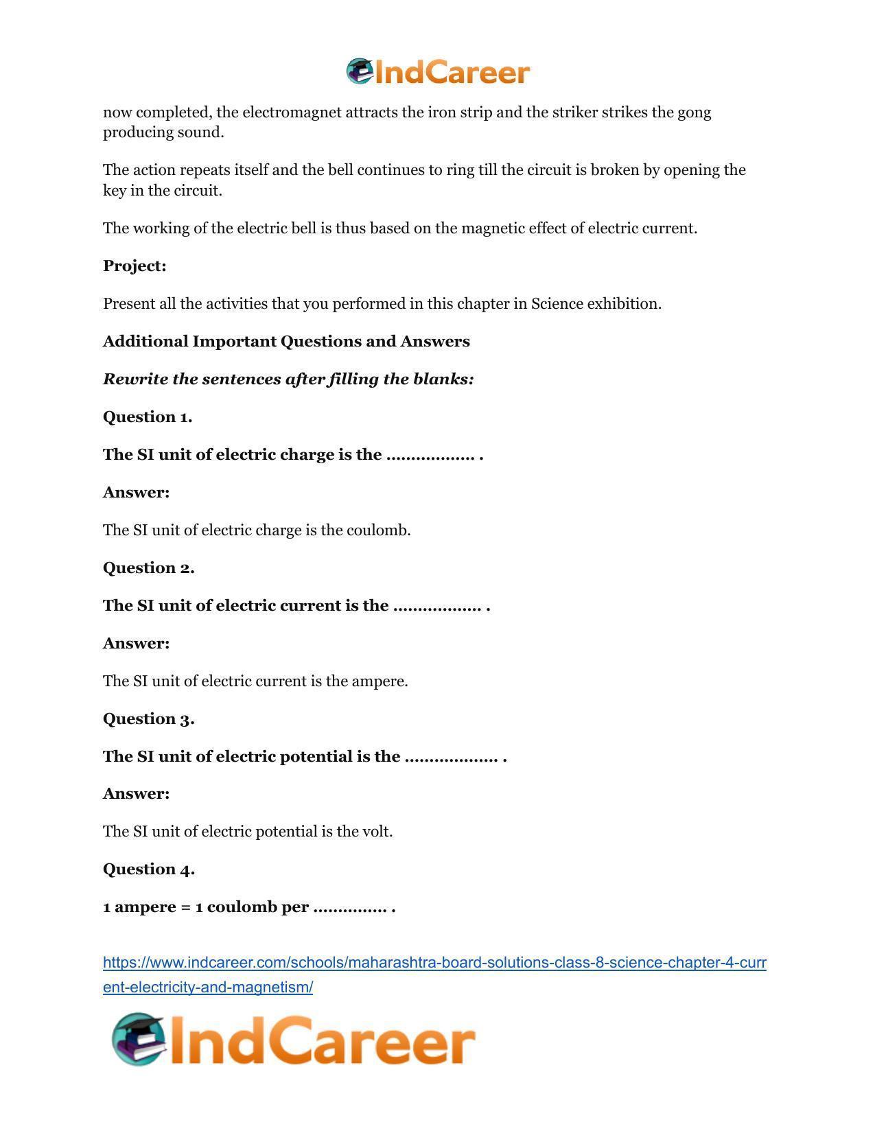 Maharashtra Board Solutions Class 8-Science: Chapter 4- Current Electricity and Magnetism - Page 9