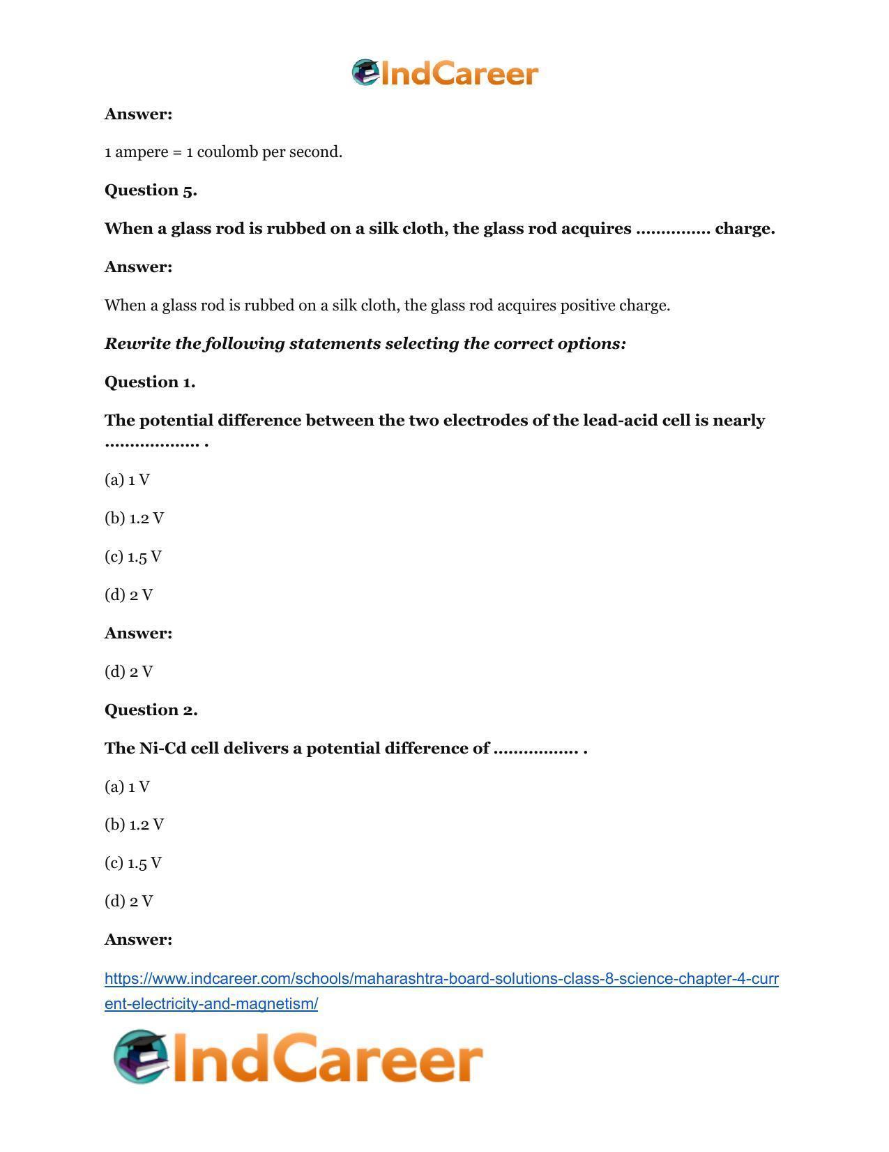 Maharashtra Board Solutions Class 8-Science: Chapter 4- Current Electricity and Magnetism - Page 10