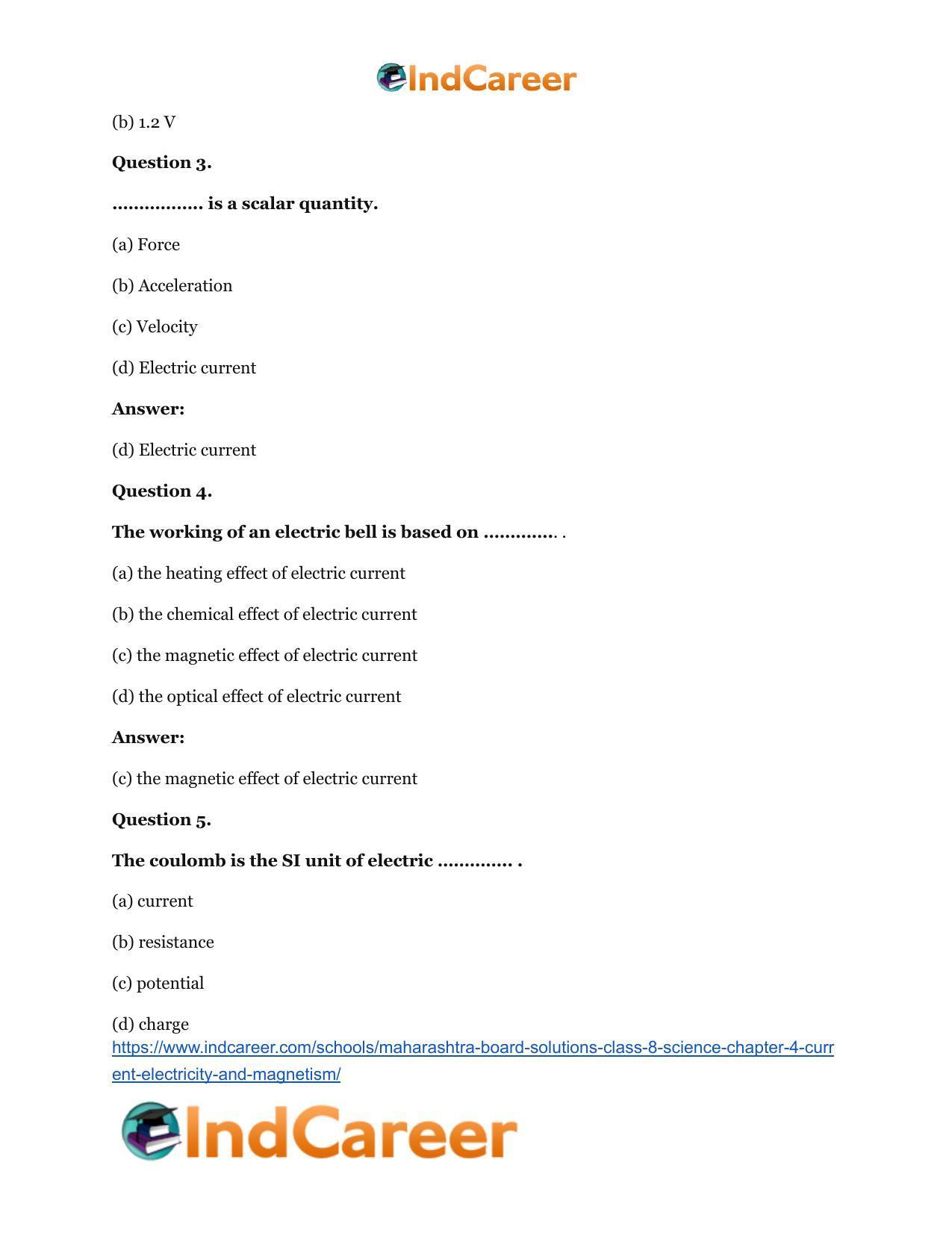 Maharashtra Board Solutions Class 8-Science: Chapter 4- Current Electricity and Magnetism - Page 11