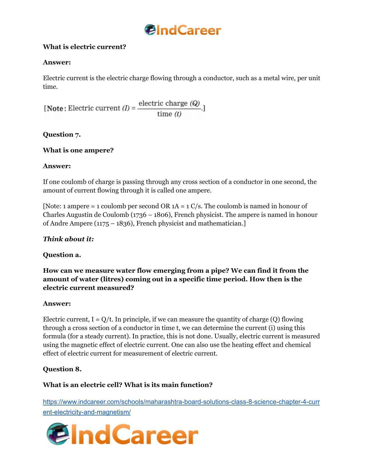 Maharashtra Board Solutions Class 8-Science: Chapter 4- Current Electricity and Magnetism - Page 17