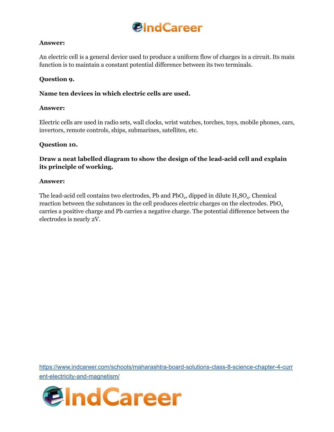 Maharashtra Board Solutions Class 8-Science: Chapter 4- Current Electricity and Magnetism - Page 18