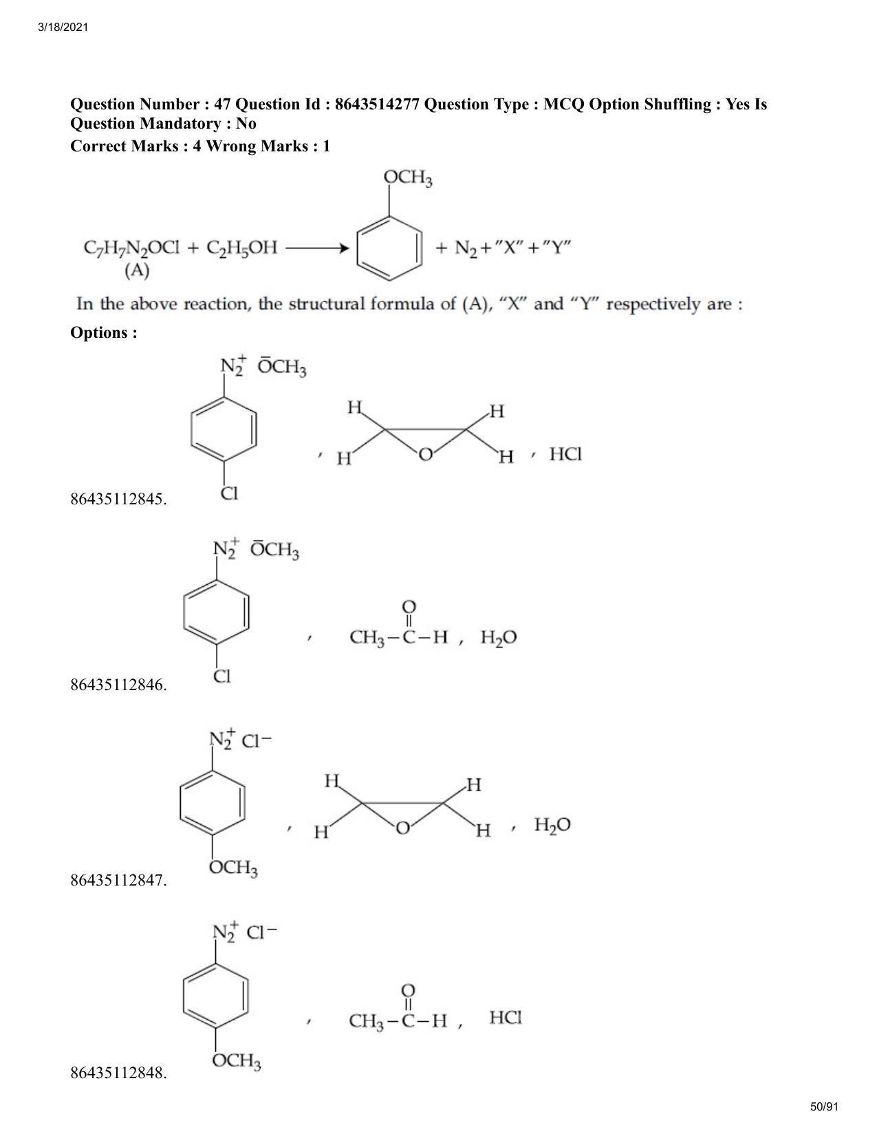 JEE Mains 2021: BTech EM (Shift 2) 17-03-2021 Question Paper - Page 50