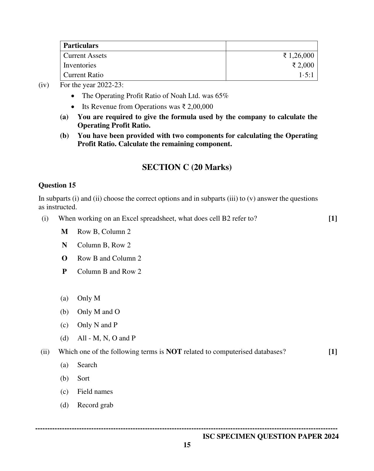ISC Class 12 2024 Accounts Sample Paper - Page 15