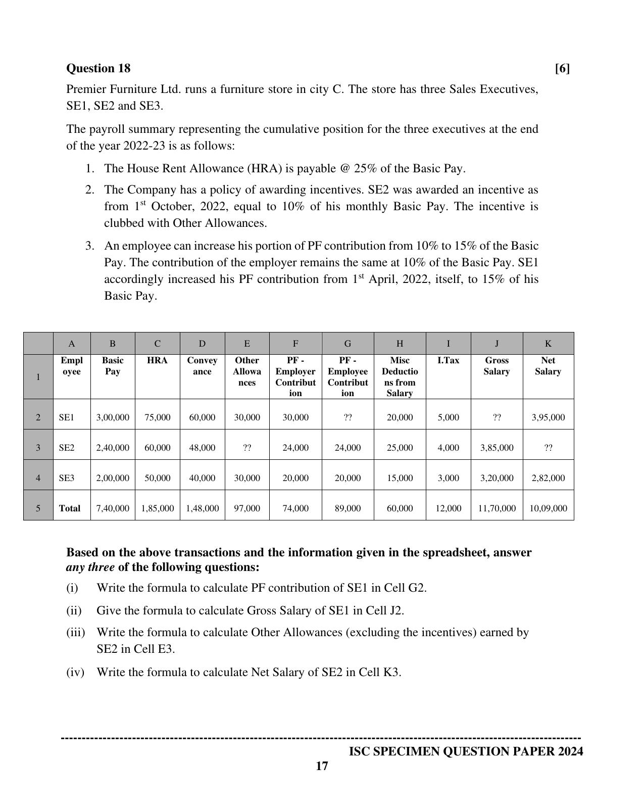 ISC Class 12 2024 Accounts Sample Paper - Page 17