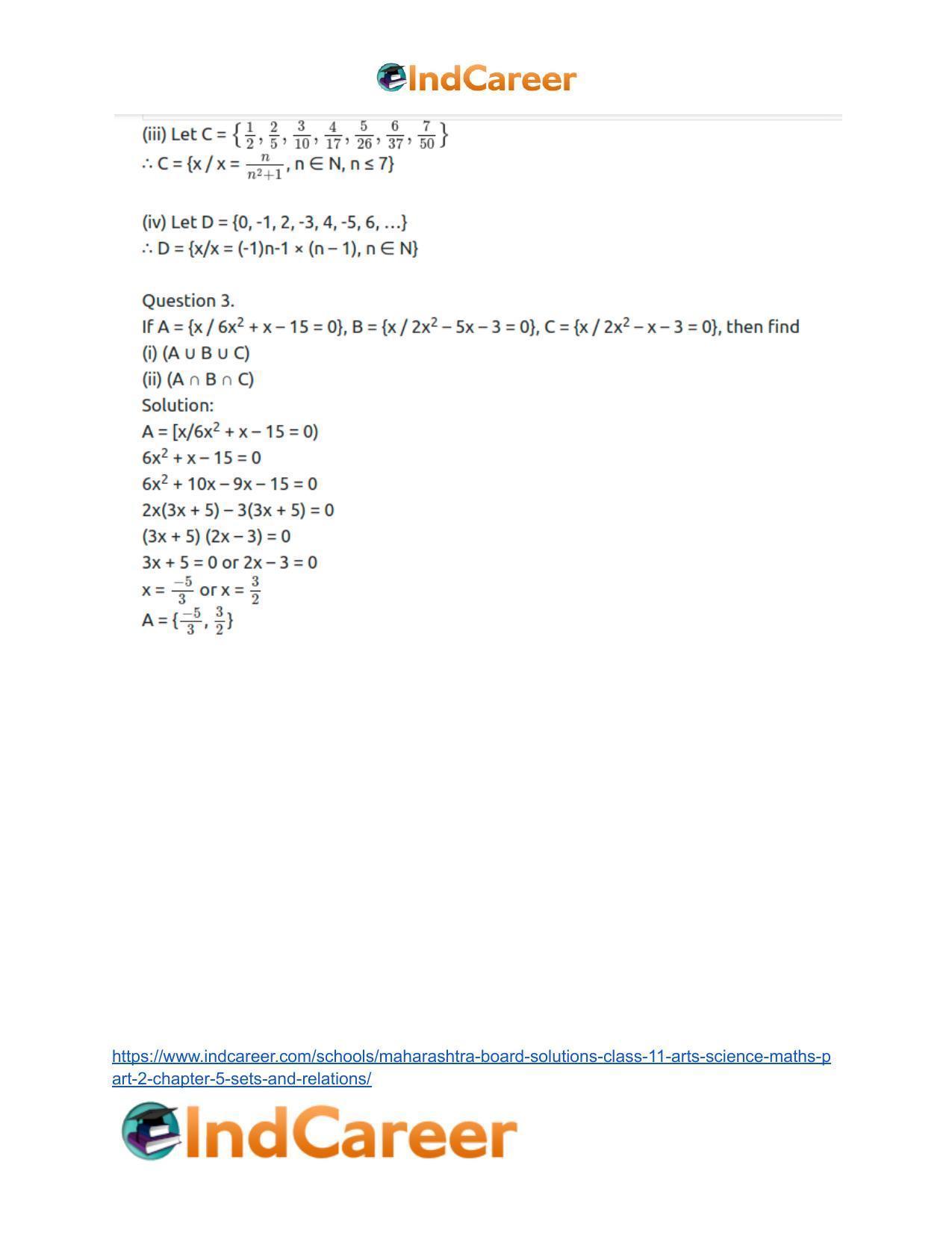 Maharashtra Board Solutions Class 11-Arts & Science Maths (Part 2): Chapter 5- Sets and Relations - Page 4