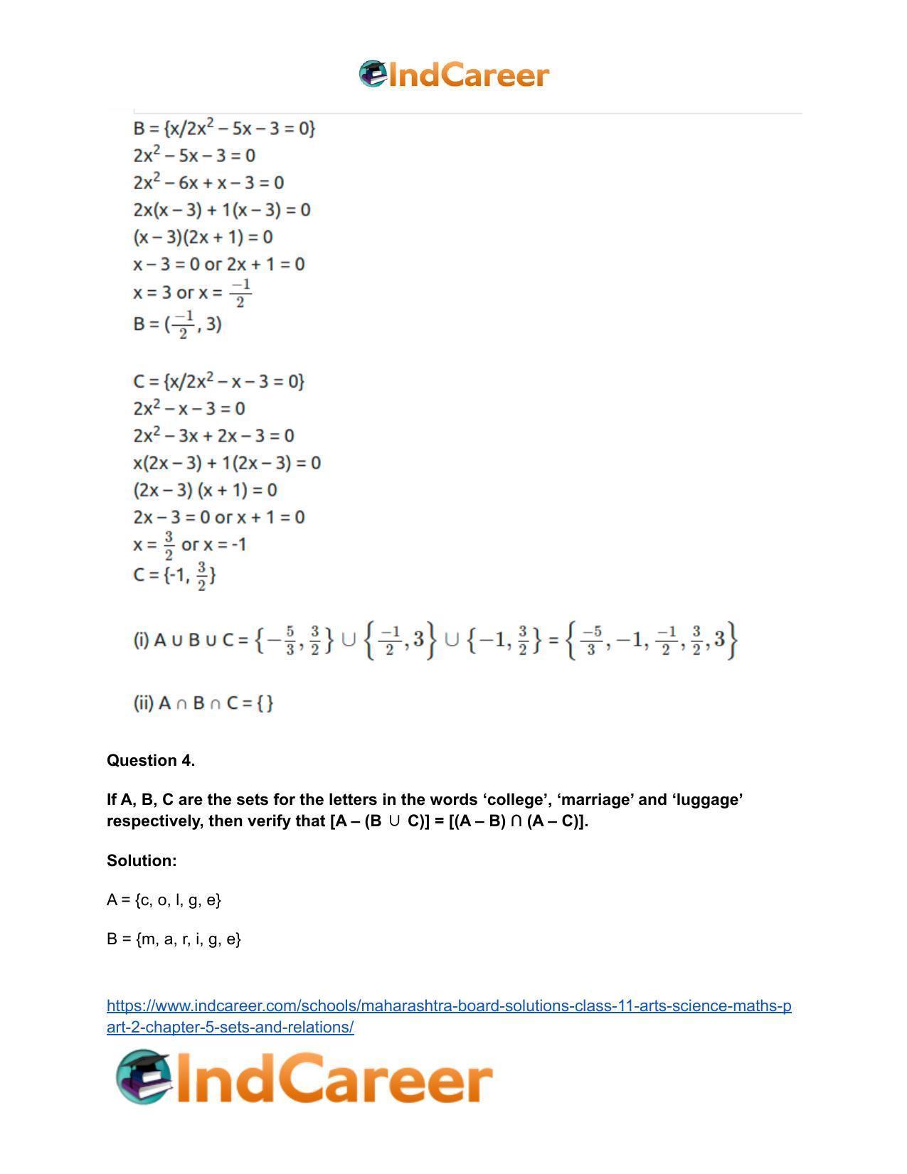 Maharashtra Board Solutions Class 11-Arts & Science Maths (Part 2): Chapter 5- Sets and Relations - Page 5