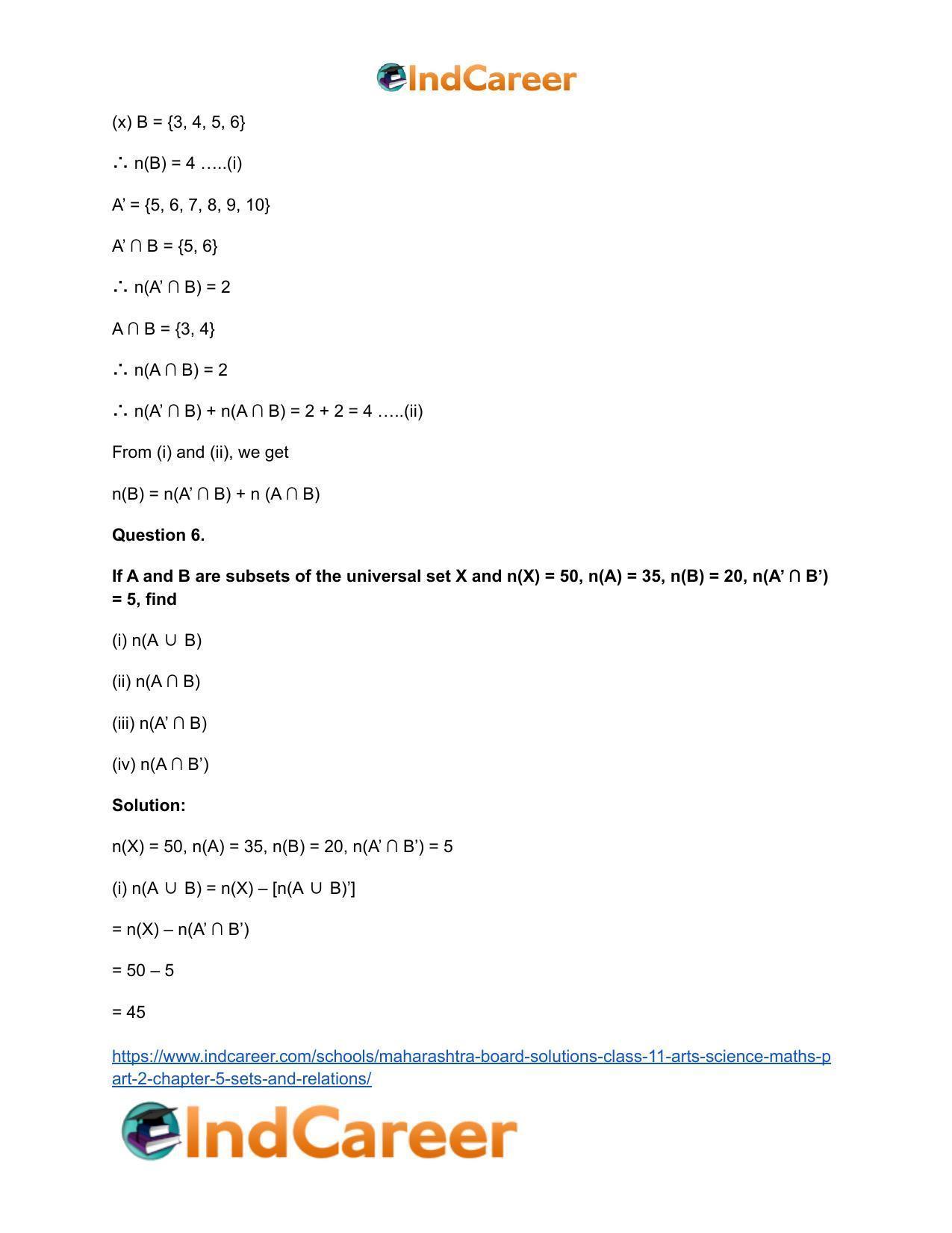 Maharashtra Board Solutions Class 11-Arts & Science Maths (Part 2): Chapter 5- Sets and Relations - Page 10