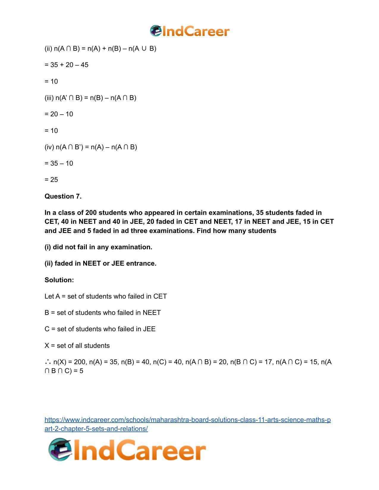 Maharashtra Board Solutions Class 11-Arts & Science Maths (Part 2): Chapter 5- Sets and Relations - Page 11