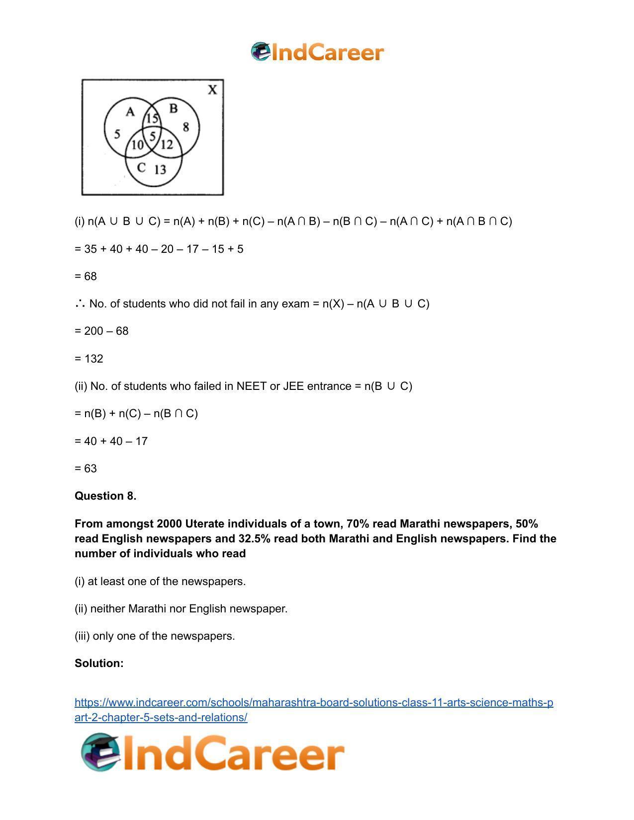 Maharashtra Board Solutions Class 11-Arts & Science Maths (Part 2): Chapter 5- Sets and Relations - Page 12