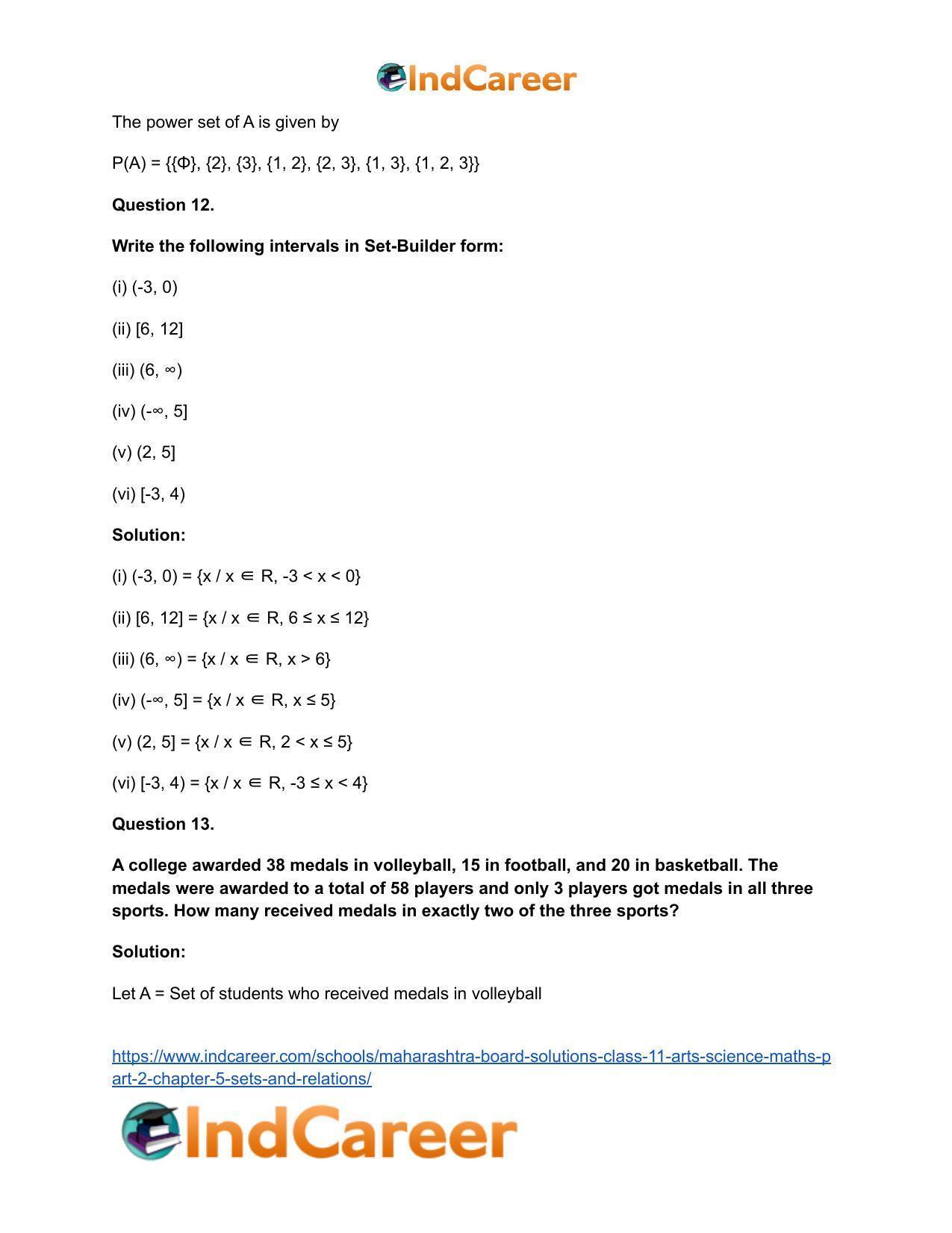 Maharashtra Board Solutions Class 11-Arts & Science Maths (Part 2): Chapter 5- Sets and Relations - Page 16