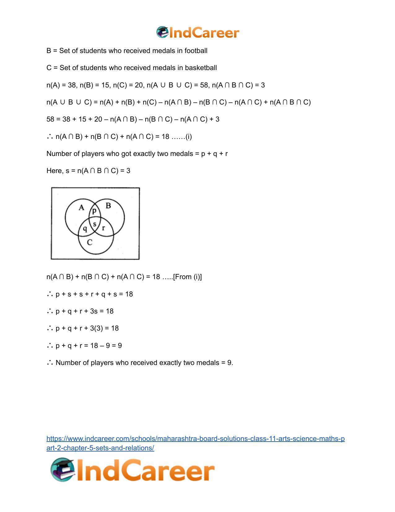 Maharashtra Board Solutions Class 11-Arts & Science Maths (Part 2): Chapter 5- Sets and Relations - Page 17