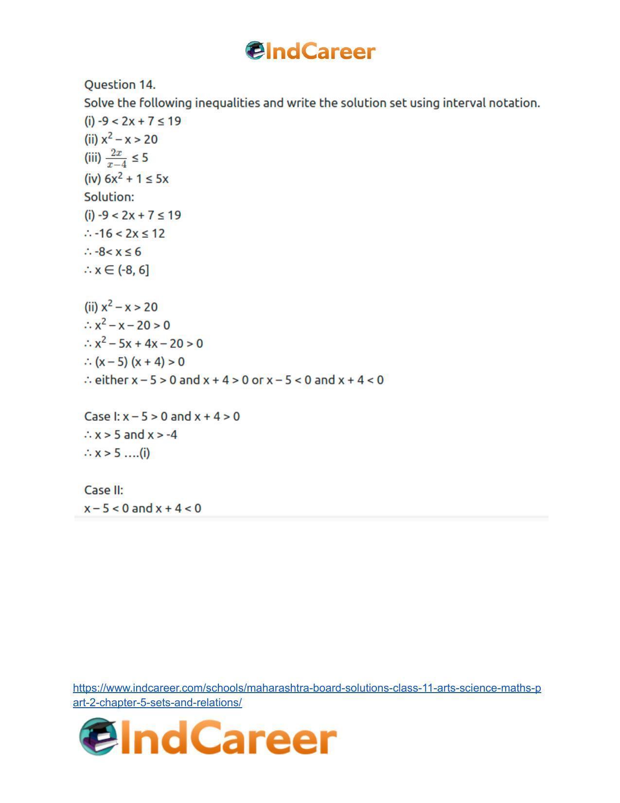 Maharashtra Board Solutions Class 11-Arts & Science Maths (Part 2): Chapter 5- Sets and Relations - Page 18