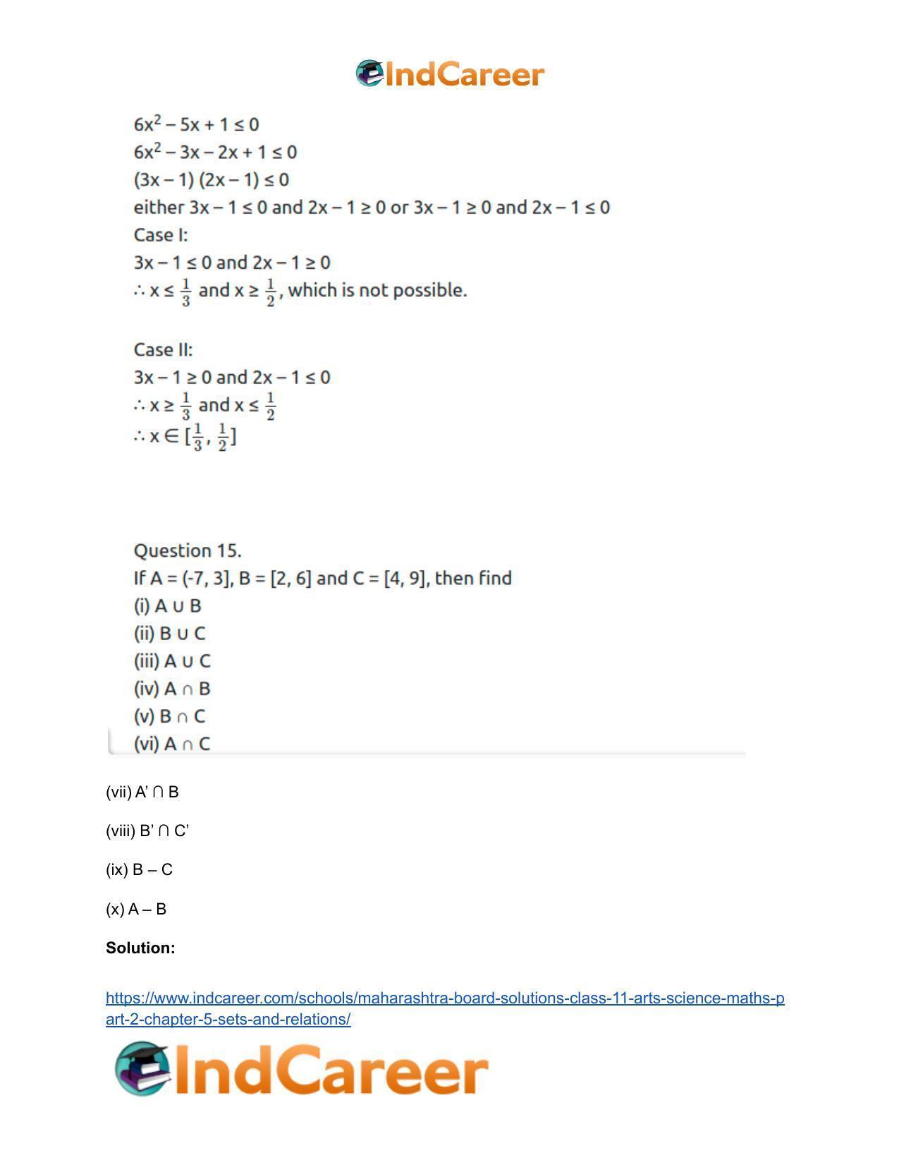 Maharashtra Board Solutions Class 11-Arts & Science Maths (Part 2): Chapter 5- Sets and Relations - Page 20