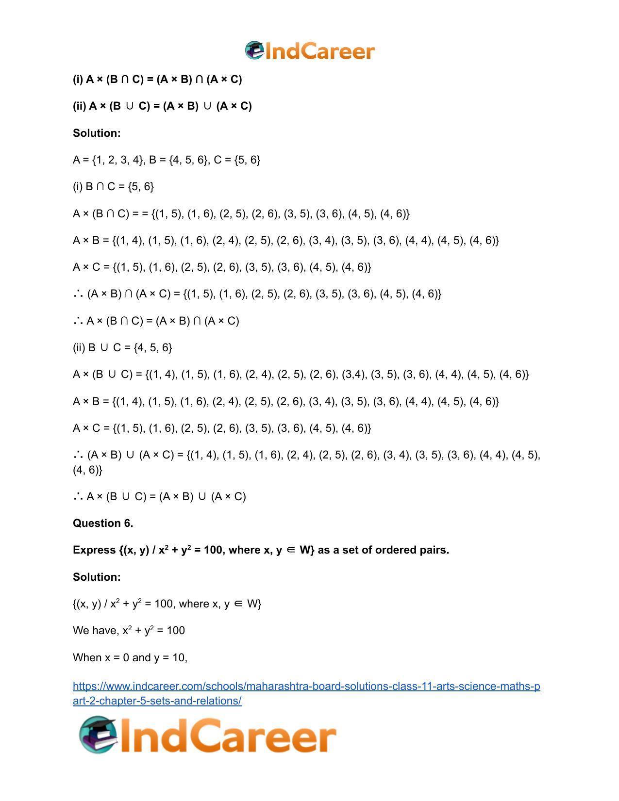 Maharashtra Board Solutions Class 11-Arts & Science Maths (Part 2): Chapter 5- Sets and Relations - Page 23
