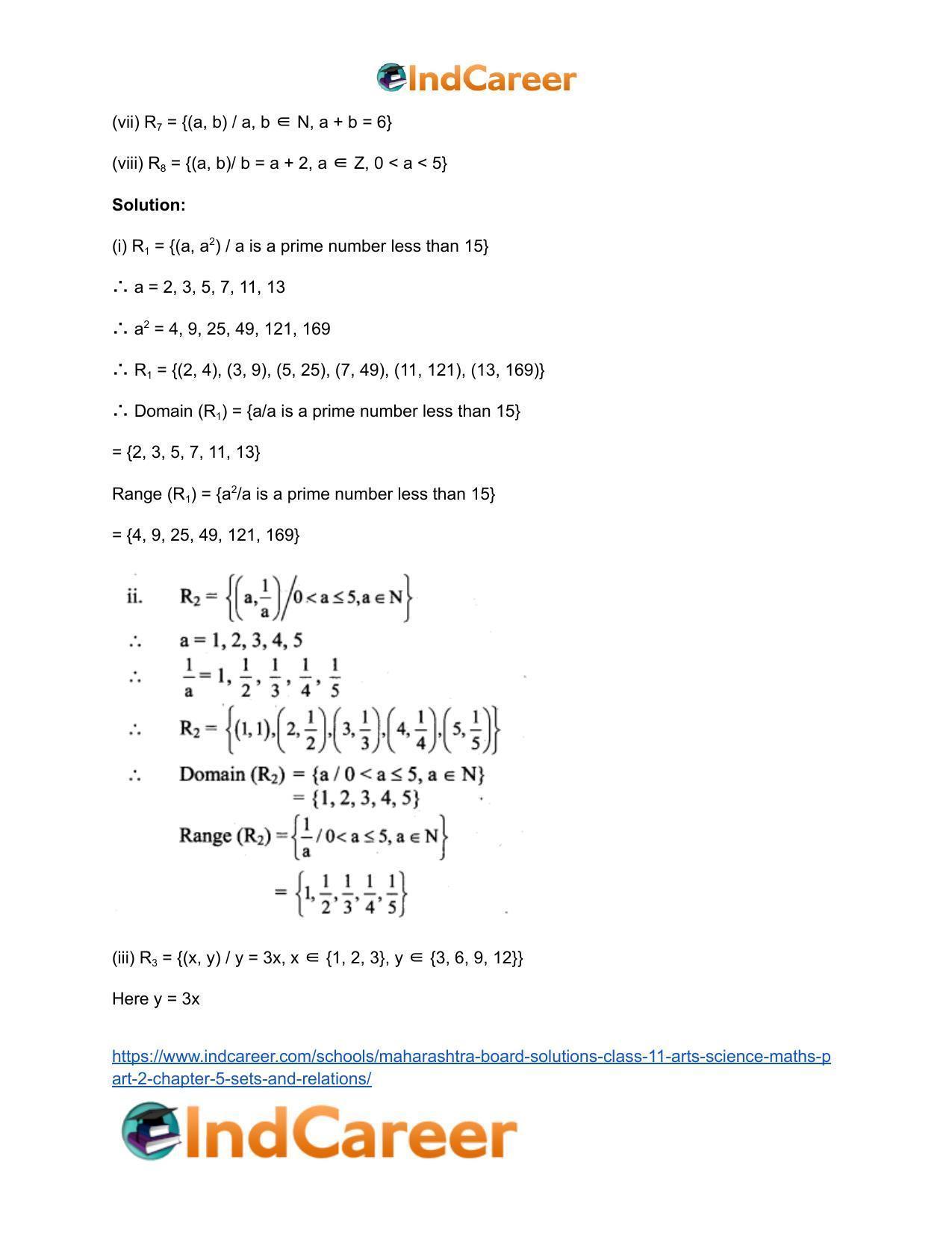 Maharashtra Board Solutions Class 11-Arts & Science Maths (Part 2): Chapter 5- Sets and Relations - Page 26