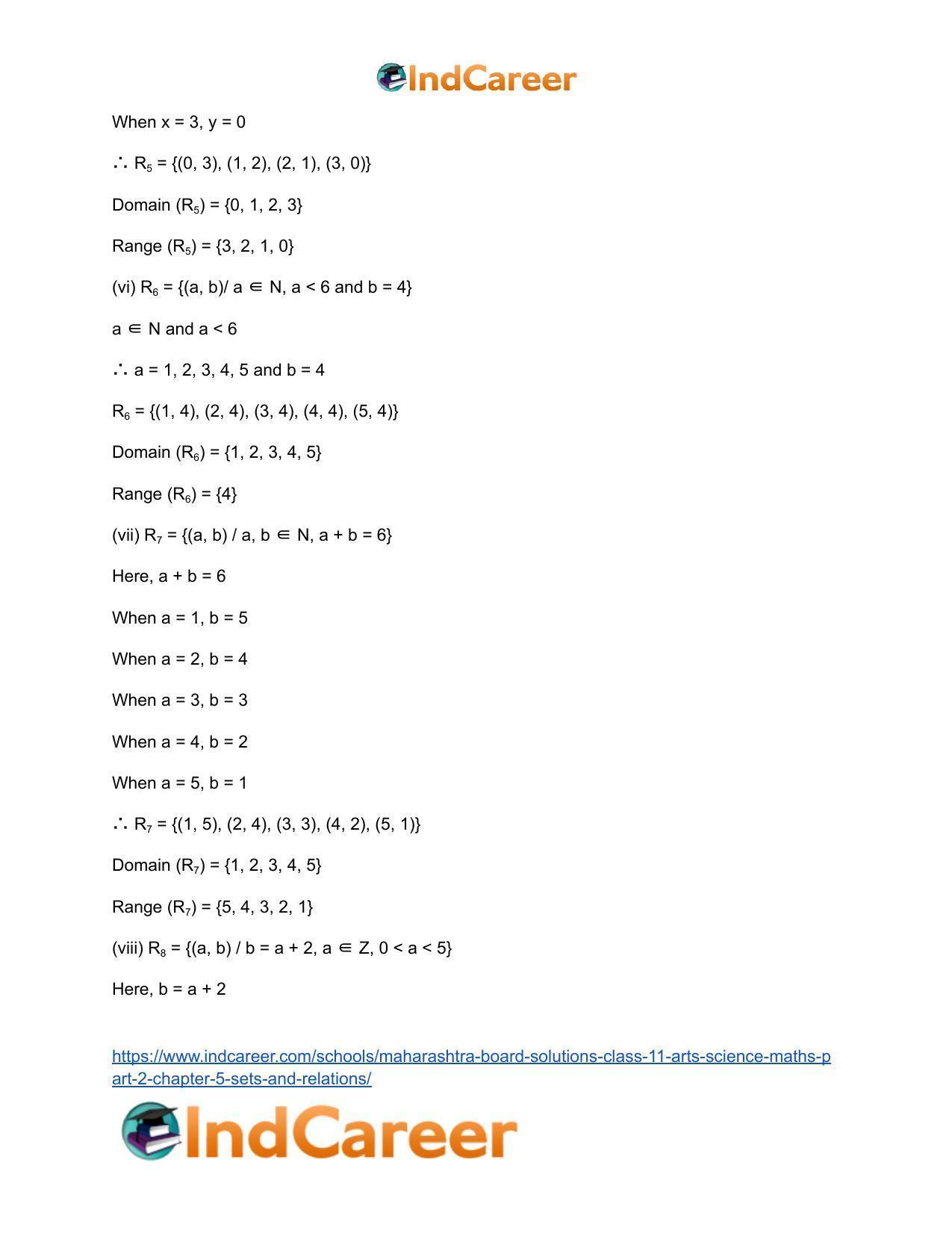 Maharashtra Board Solutions Class 11-Arts & Science Maths (Part 2): Chapter 5- Sets and Relations - Page 28