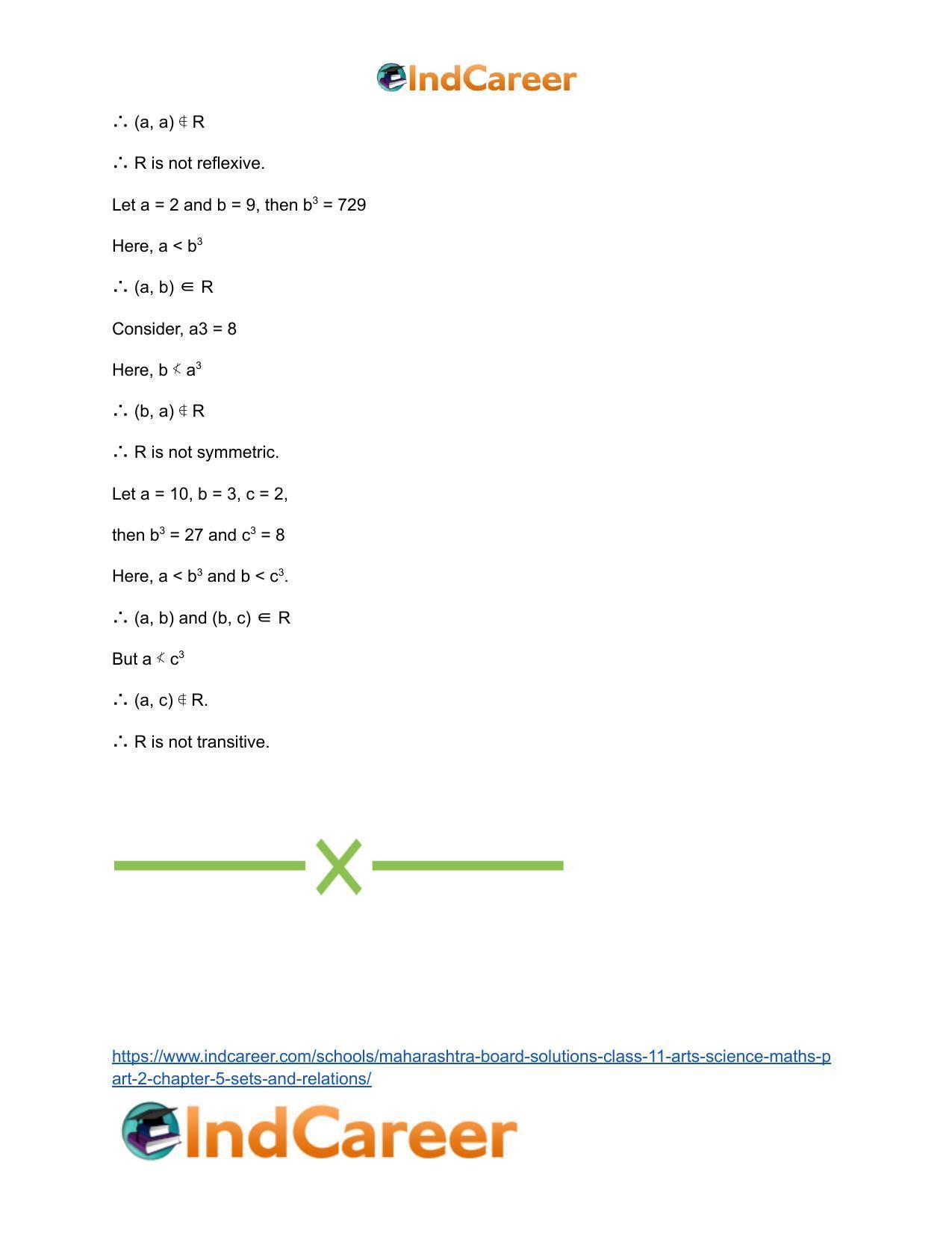 Maharashtra Board Solutions Class 11-Arts & Science Maths (Part 2): Chapter 5- Sets and Relations - Page 35