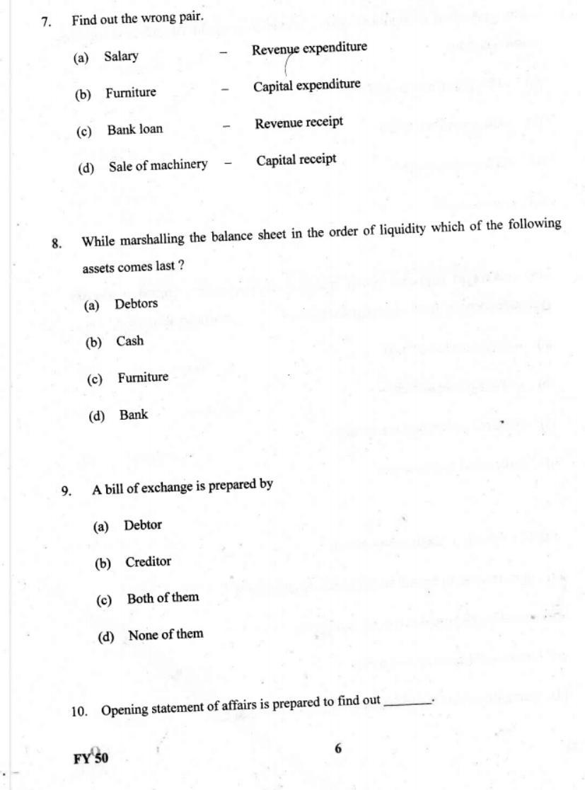 Kerala Plus One 2019 Accountancy with CA Question Paper - Page 6