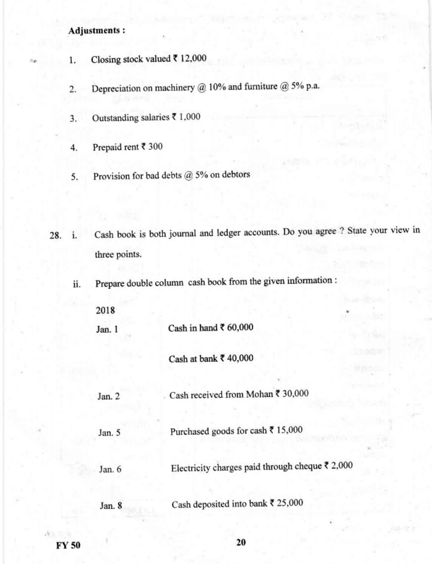 Kerala Plus One 2019 Accountancy with CA Question Paper - Page 20