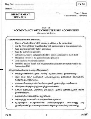 Kerala Plus One 2019 Accountancy with CA Question Paper