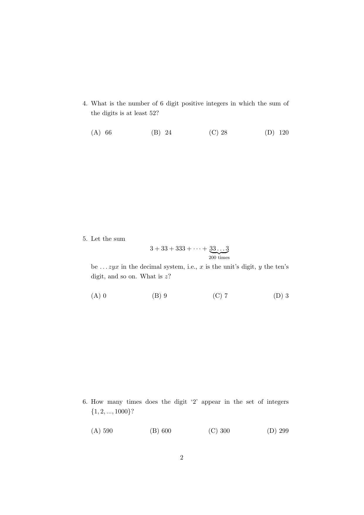 ISI Admission Test M.Stat.PSA 2019 Sample Paper - Page 3