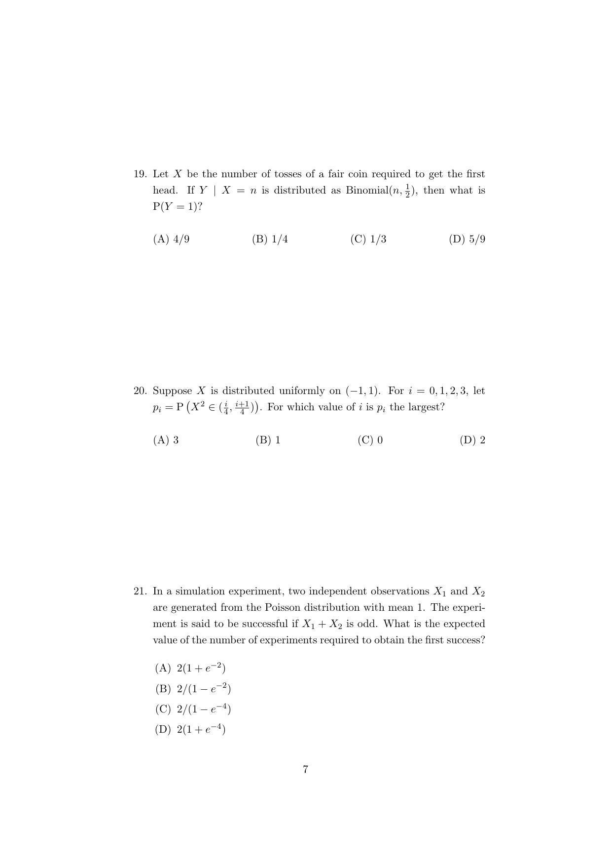 ISI Admission Test M.Stat.PSA 2019 Sample Paper - Page 13