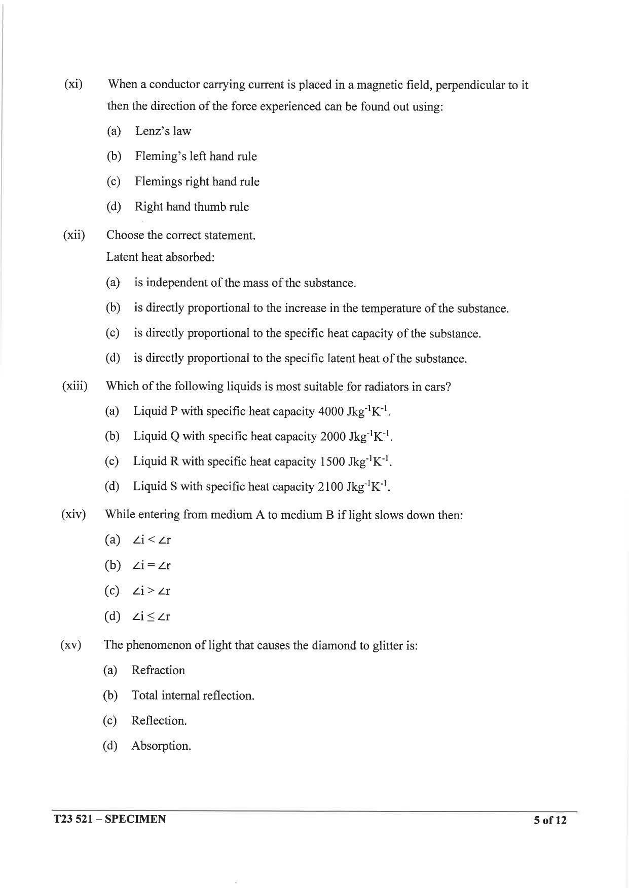ICSE Class 10 Physics Sample Paper 2023 - Page 5