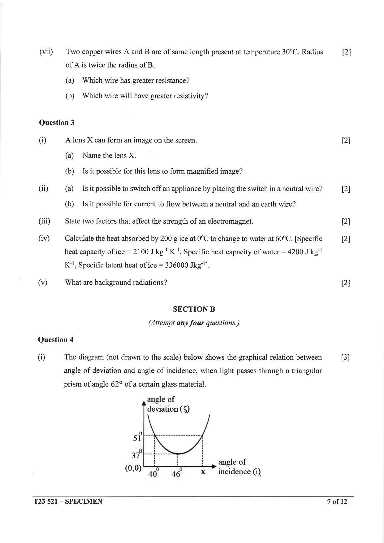 ICSE Class 10 Physics Sample Paper 2023 - Page 7