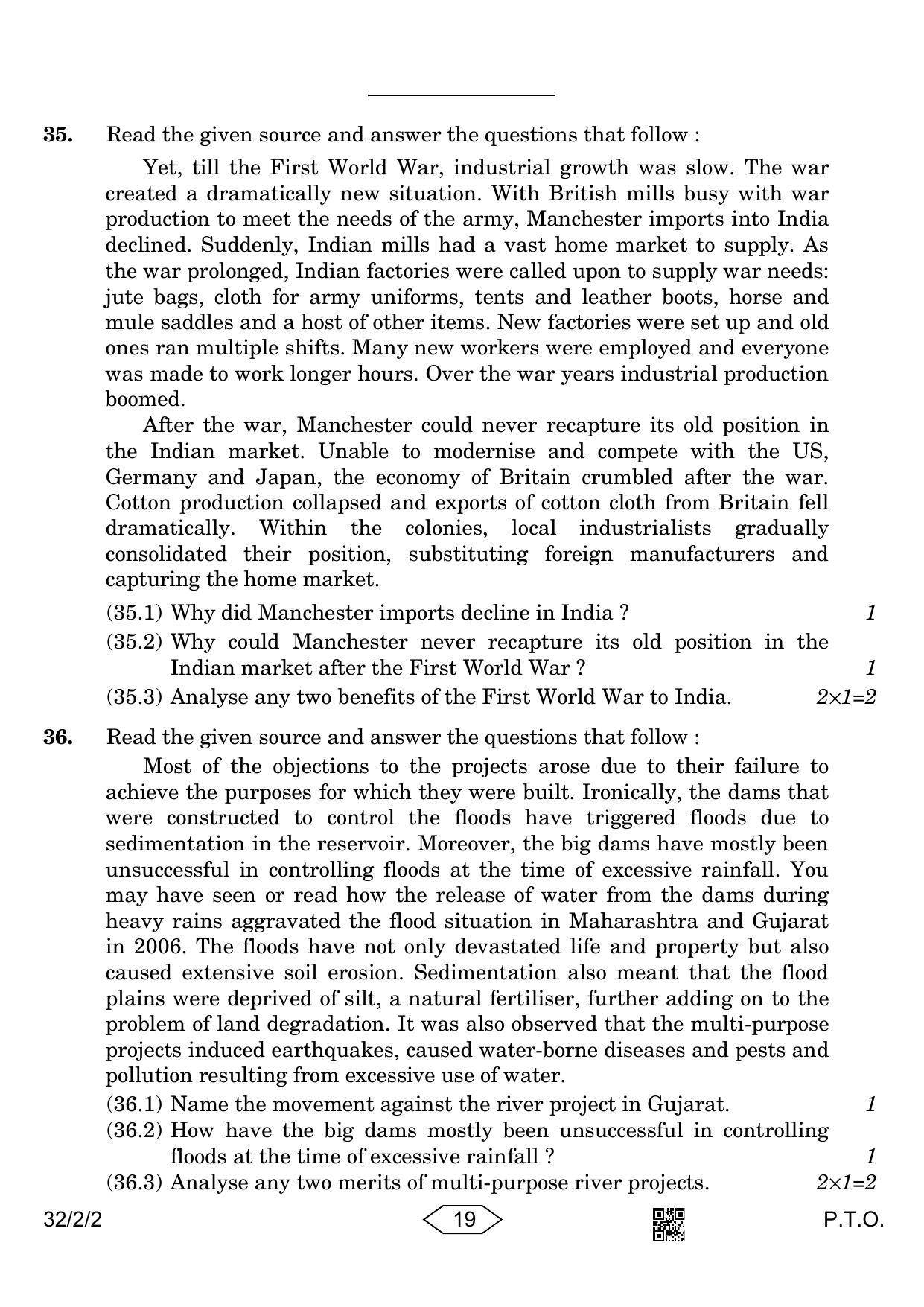 CBSE Class 10 32-2-2 Social Science 2023 Question Paper - Page 19
