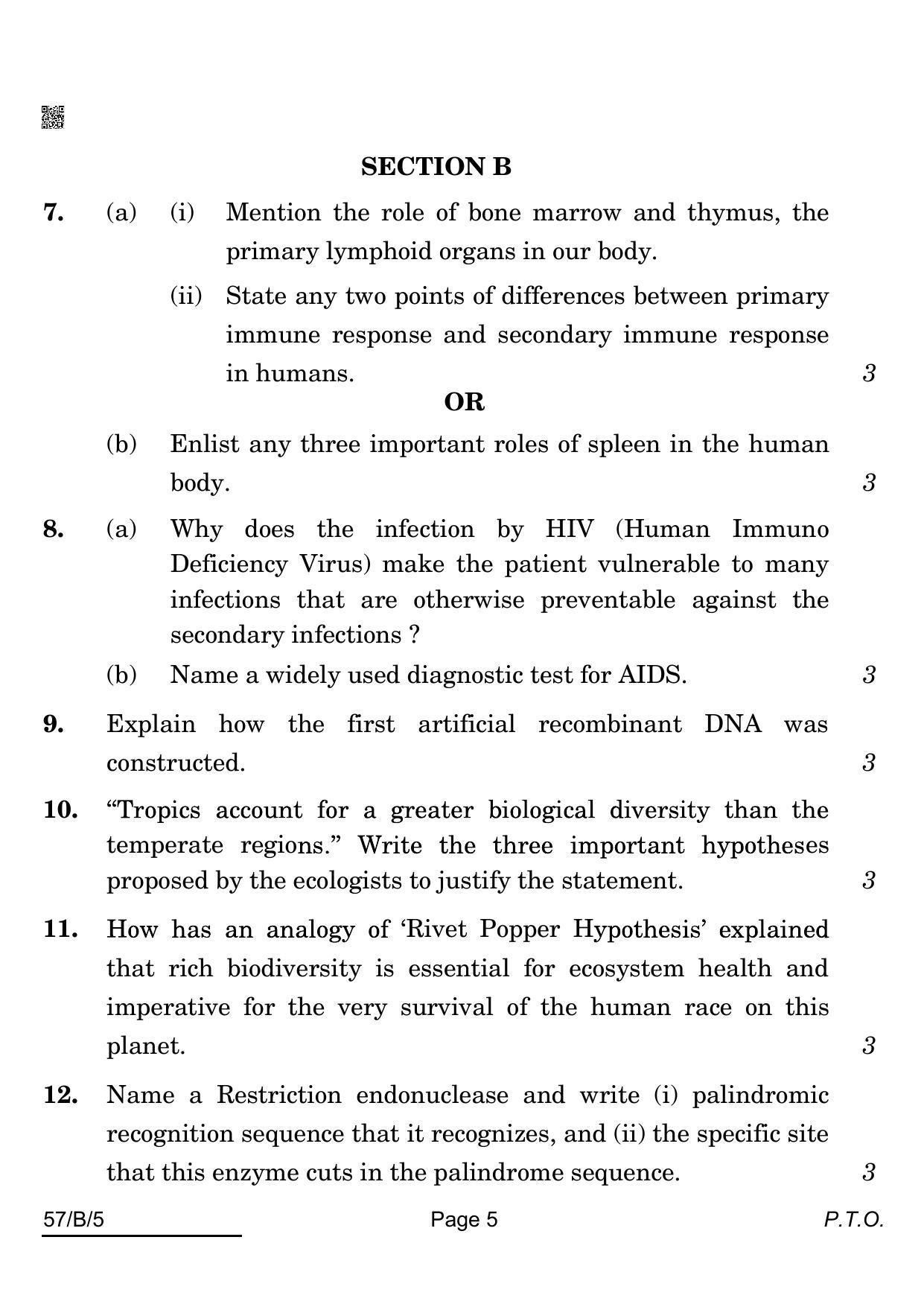 CBSE Class 12 57-B-5 Biology For VI Candidates 2022 Question Paper - Page 5