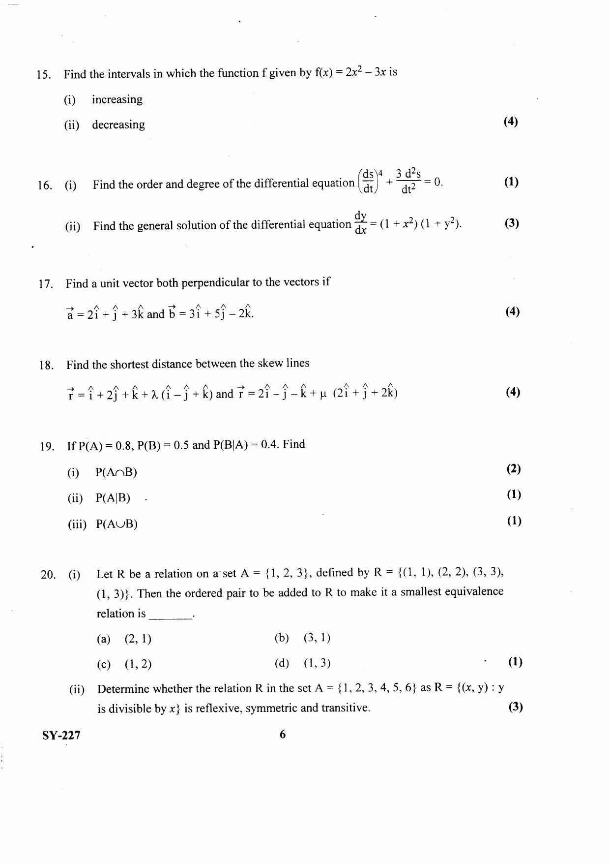 Kerala Plus Two 2021 Maths (Science) Annual Question Paper. - Page 4