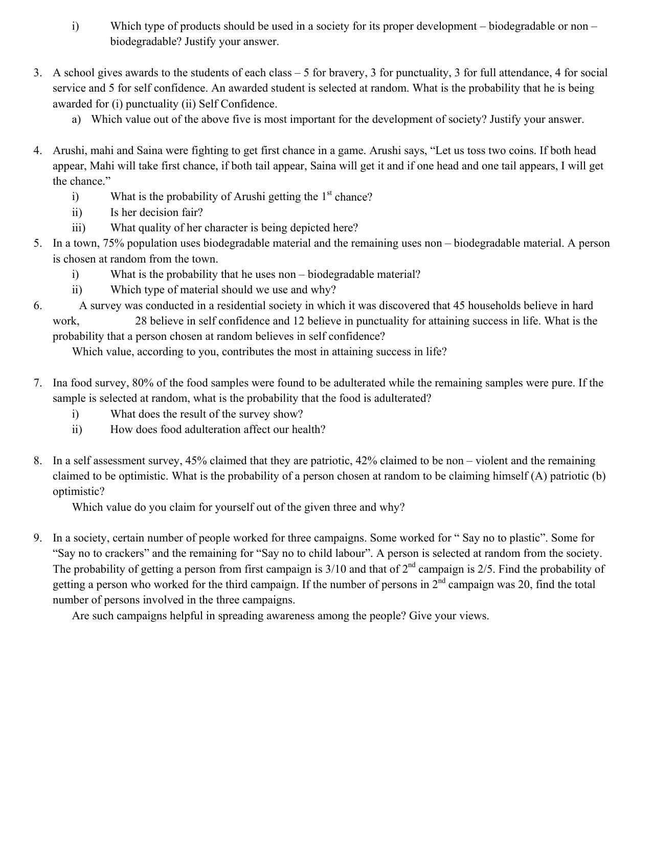 CBSE Worksheets for Class 10 Maths Probability Assignment 4 - Page 5