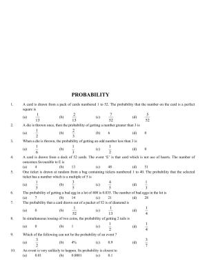 CBSE Worksheets for Class 10 Maths Probability Assignment 4