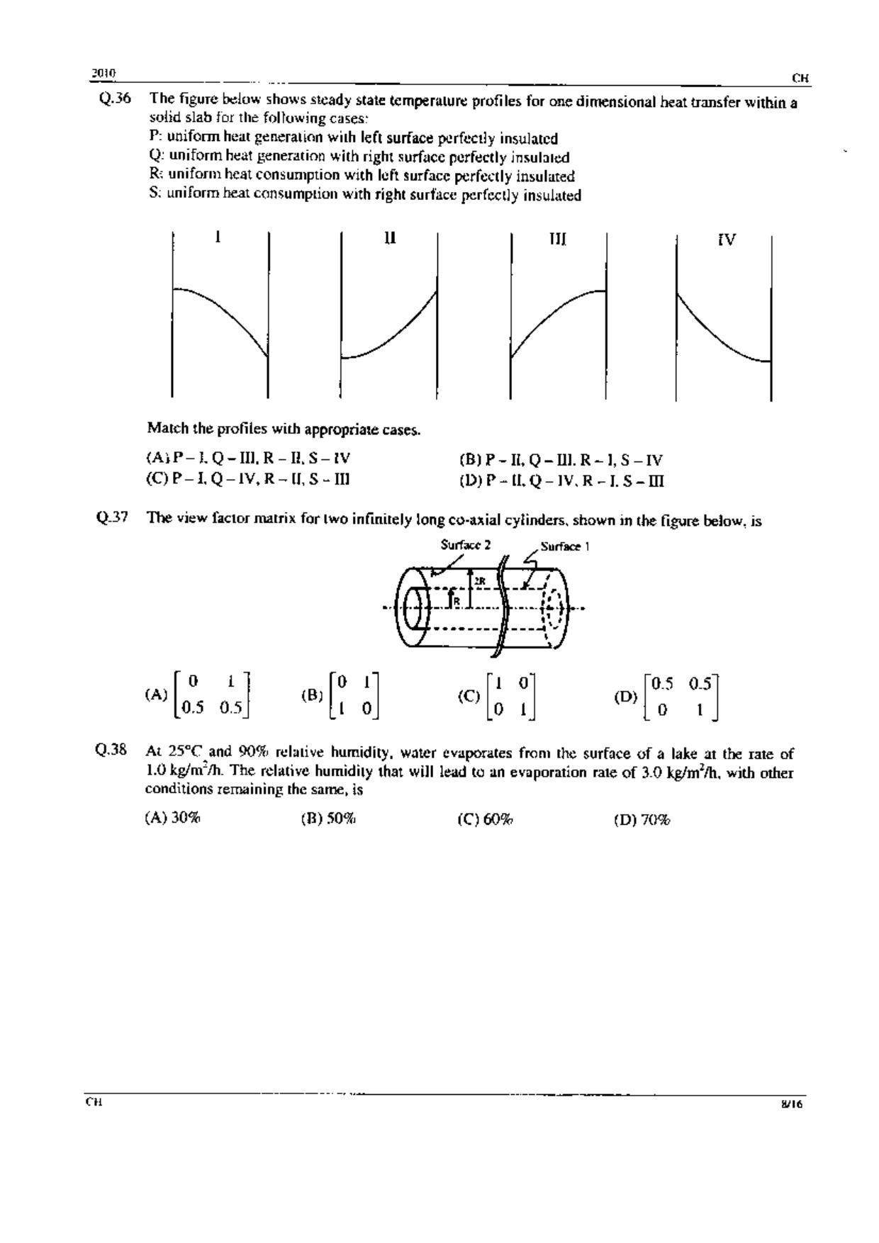 GATE 2010 Chemical Engineering (CH) Question Paper with Answer Key - Page 8