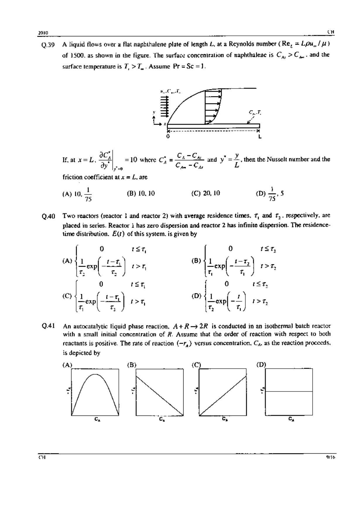 GATE 2010 Chemical Engineering (CH) Question Paper with Answer Key - Page 9