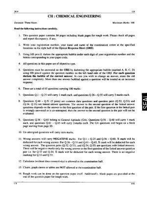 GATE 2010 Chemical Engineering (CH) Question Paper with Answer Key