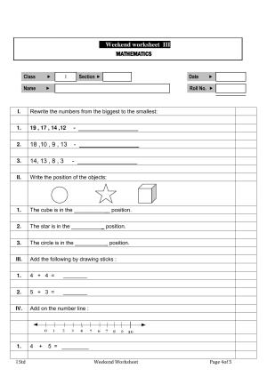 Worksheet for Class 3 Mathematics Assignment 82