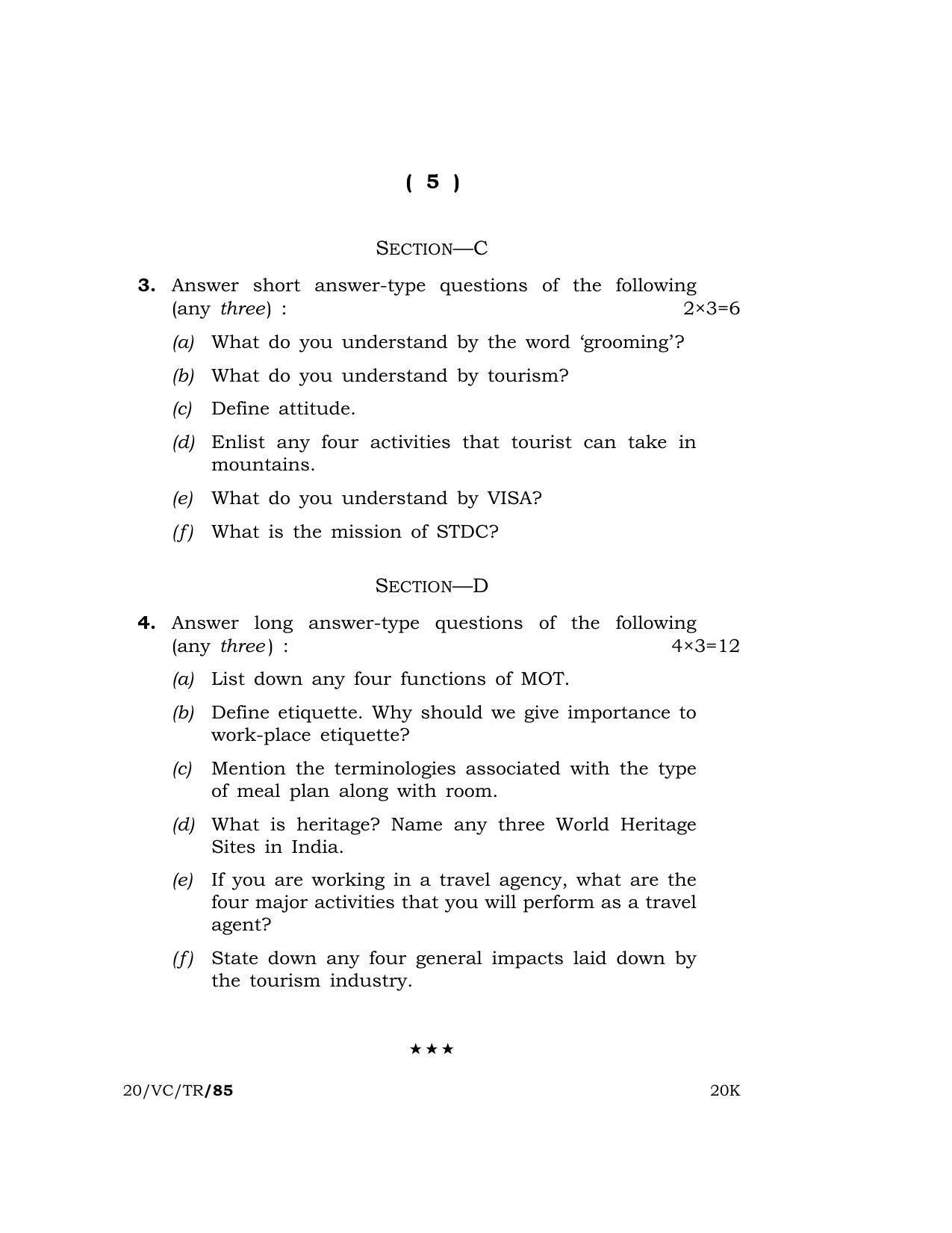 Meghalaya Board (MBOSE) Class 10 TOURISM ( Vocational Course ) 2020 Question Paper - Page 5