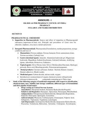 AP ECET SECTION II PHARMACEUTICAL CHEMISTRY Syllabus