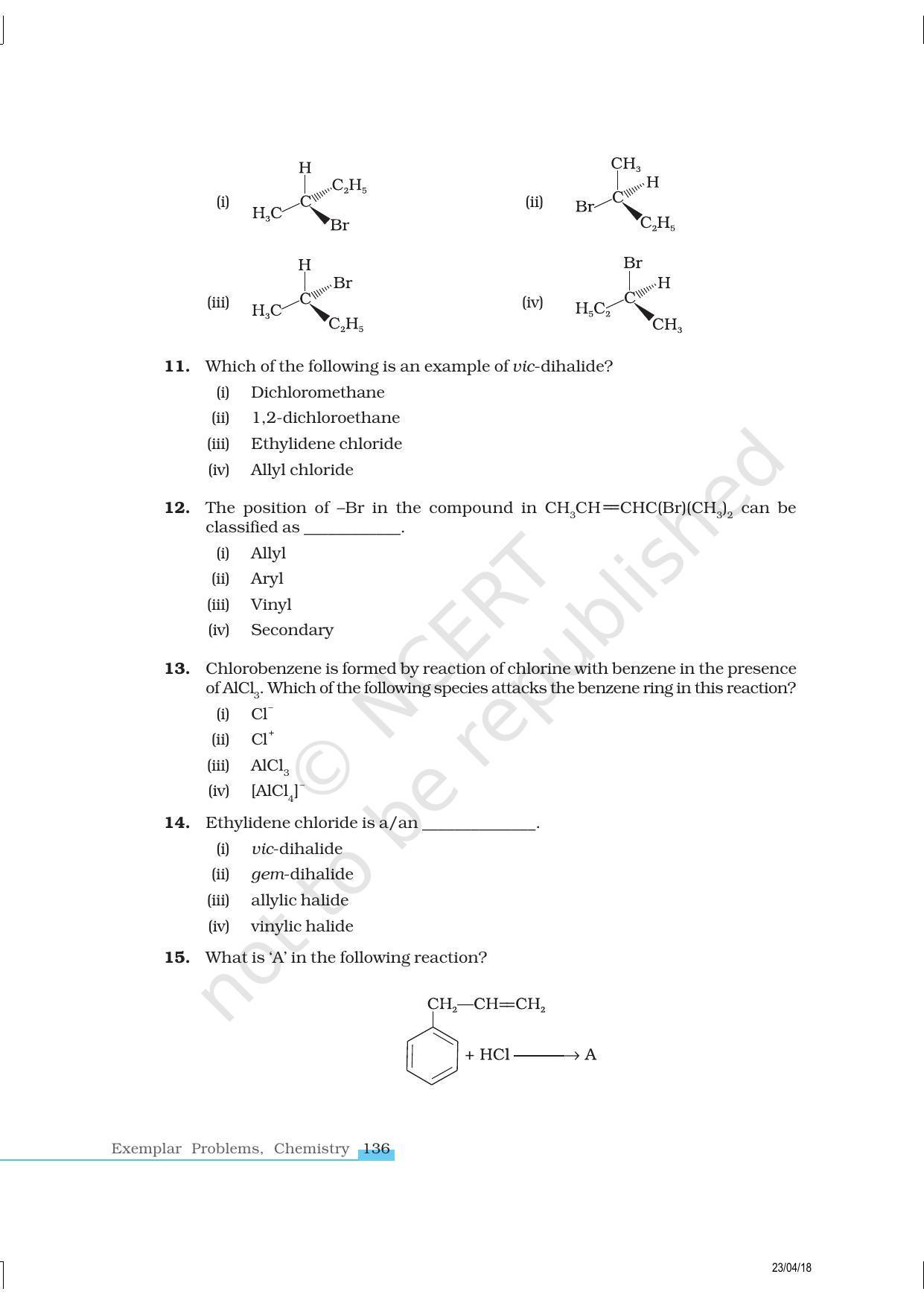 NCERT Exemplar Book for Class 12 Chemistry: Chapter 10 Haloalkanes and Haloarenes - Page 4
