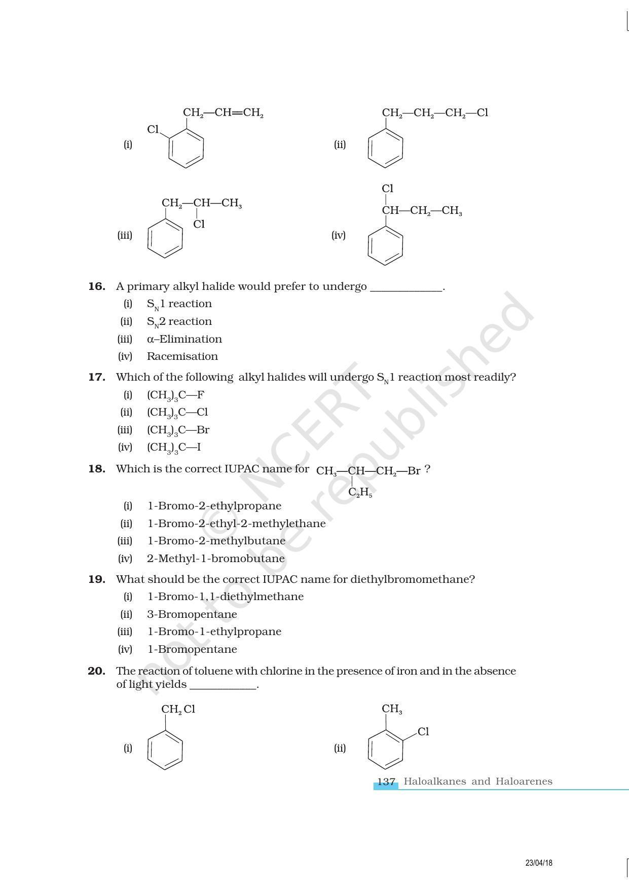 NCERT Exemplar Book for Class 12 Chemistry: Chapter 10 Haloalkanes and Haloarenes - Page 5