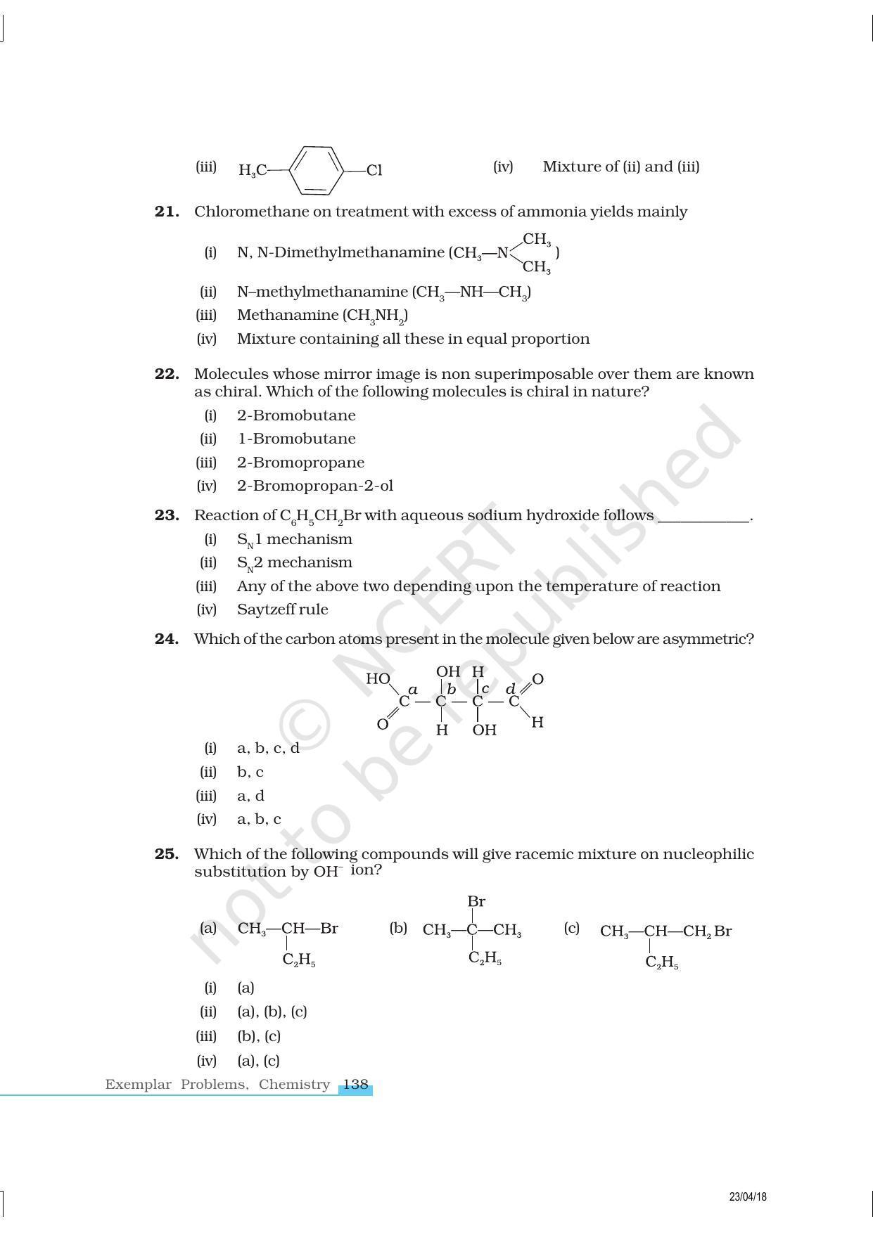 NCERT Exemplar Book for Class 12 Chemistry: Chapter 10 Haloalkanes and Haloarenes - Page 6